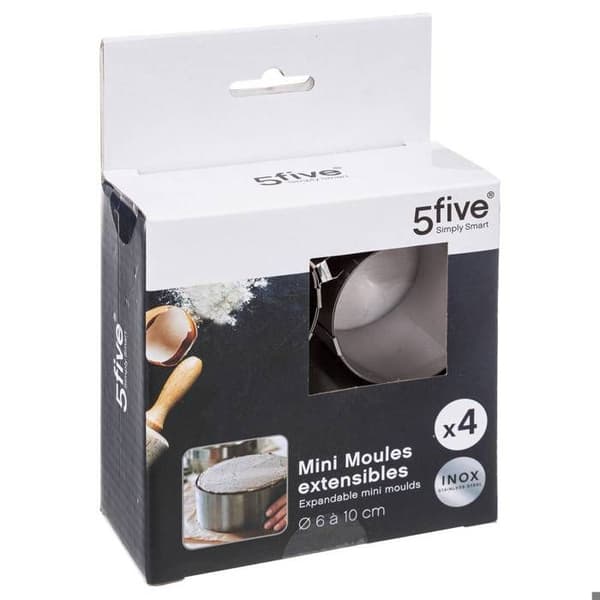 Utbyggbara formar - 5five - Set med 4 mini runda formar - Rostfritt stål - D. 6-10 cm - H. 5.1 cm