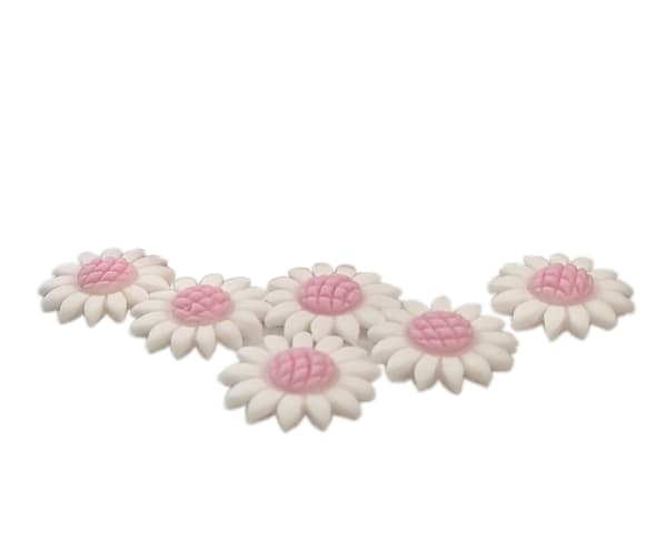 Kakun koristelu Daisy kukat pinkki 6kpl