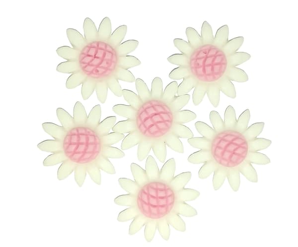 Kakun koristelu Daisy kukat pinkki 6kpl