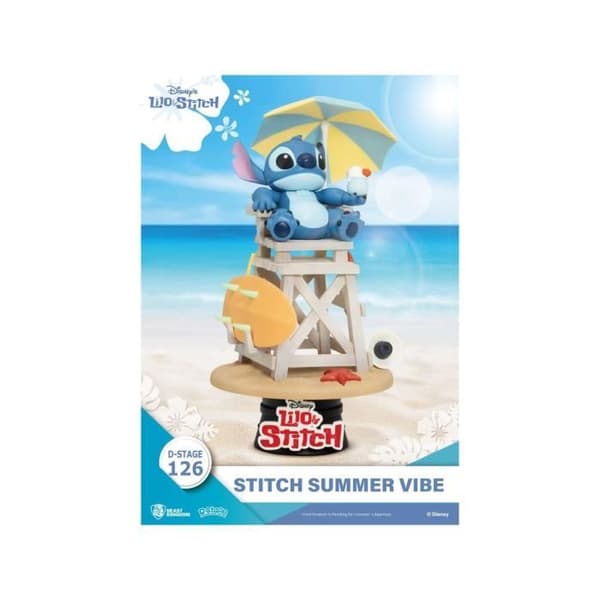 Figur i D-Stage - Disney - Stitch Sommar Vibe - 16 cm - PVC - Dekorativ bas