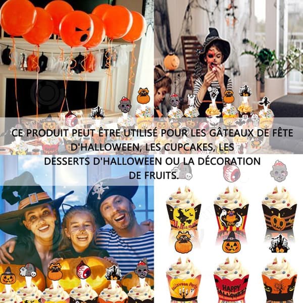 INN Tårtdekorering Två uppsättningar med 12 tårtormar och -insatser Halloween tårtdekoreringstillägg