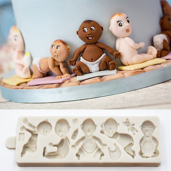 Babyfigur Silikonform för Tårtdekorationer