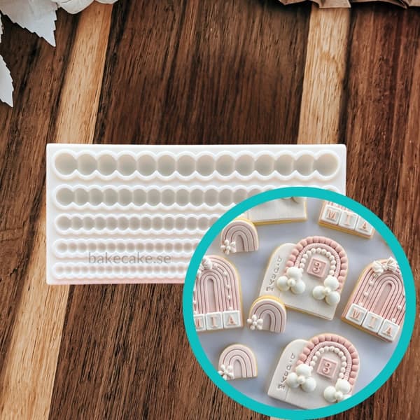 Pearl | Beadad Kant Silikonform – Multi-Storleks Beadad Strips Fondantform