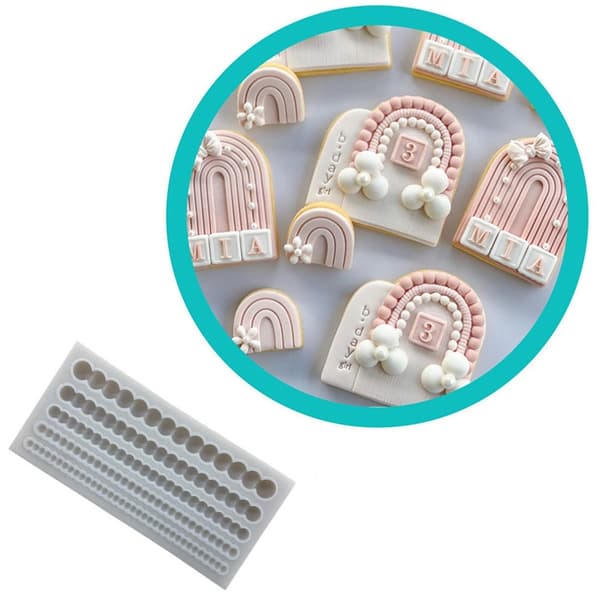 Pearl | Beadad Kant Silikonform – Multi-Storleks Beadad Strips Fondantform