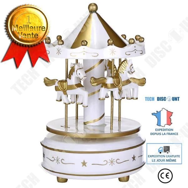 TD® Tårtdekorationsverktyg/musiklåda Merry-Go-Round tårta Födelsedagsmusik Presentset Heminredning Vitguld