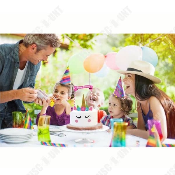 TD® Unicorn Cake Topper Birthday Girl Rainbow Handgjorda tillbehör Återanvändbar ballongfest Happy Birth Banner