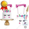 Miniatyrbild 1 av 4: TD® Unicorn Cake Topper Birthday Girl Rainbow Handgjorda tillbehör Återanvändbar ballongfest Happy Birth Banner