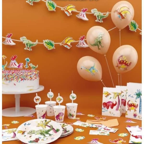 P'TIT Clown re22518 - Set med 5 dinosaurtårtpinnar till födelsedagen