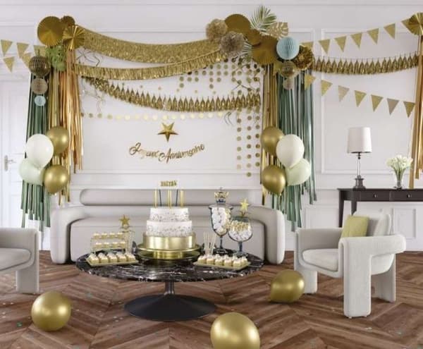 P'TIT Clown re22604 - Dekoration av tårtdekoration pompom Guld