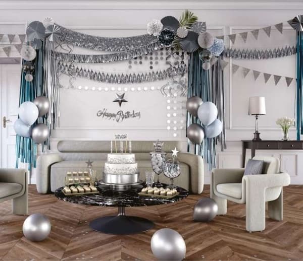 P'TIT Clown re22586 - Tårtdekoration pom poms Silver