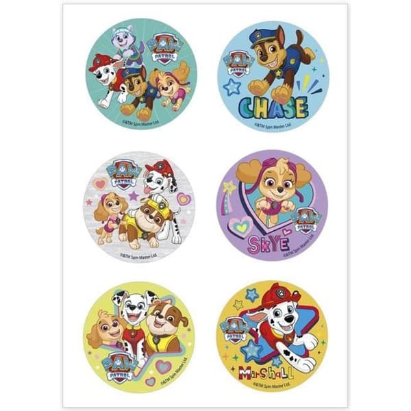 6 SMÅ SOCKERFRIA SKIVOR PAW PATRULLE FÖDELSEDAGSCUPCAKE DECOR