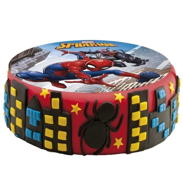 SOCKERFRI SKIVA 15,5 CM MARVEL SPIDERMAN FÖDELSEDAGSKAKADEKOR