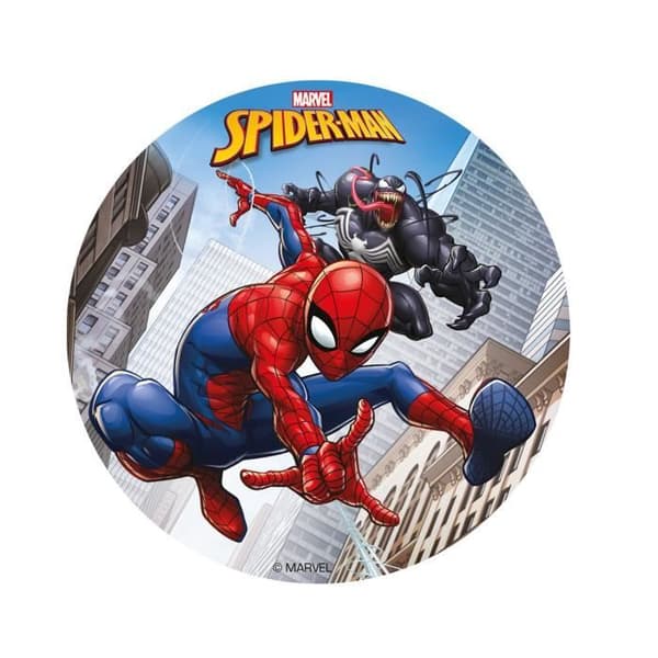 SOCKERFRI SKIVA 15,5 CM MARVEL SPIDERMAN FÖDELSEDAGSKAKADEKOR
