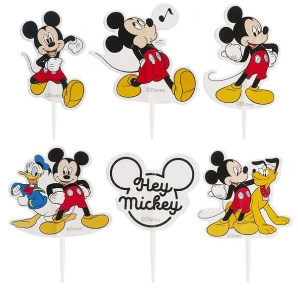 Tårtpicks - Mickey - 30 Dekorer - Svart - Barn - Blandet
