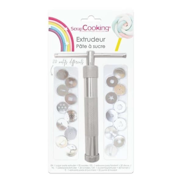 Extruder för sockerpasta - SCRAPCOOKING - 20 mönster - Grå