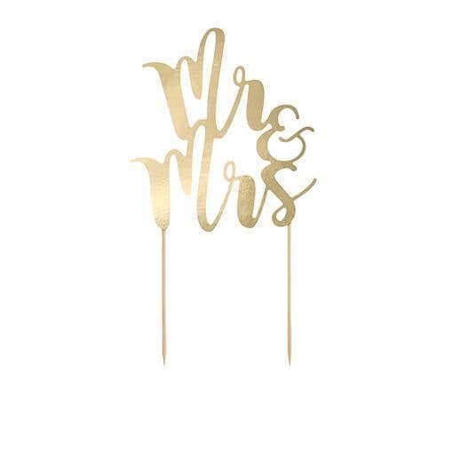 Cake Topper - Mr & Ms - Guld - 25,5 cm - Anpassningsbar - Guld Finish