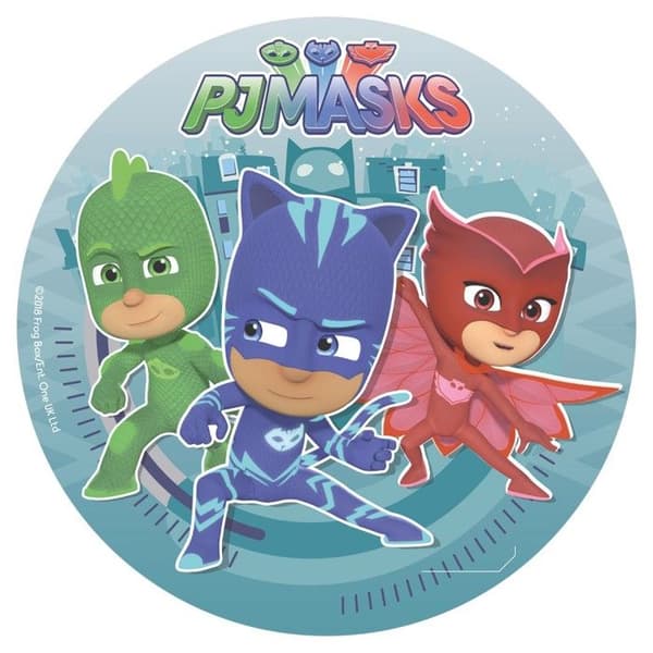 Tårtskiva - PJMASKER - 20cm - Azym - Ätbart - Födelsedag
