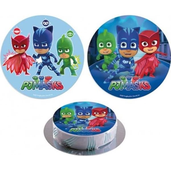 Tårtskiva - PJMASKER - 20cm - Azym - Ätbart - Födelsedag
