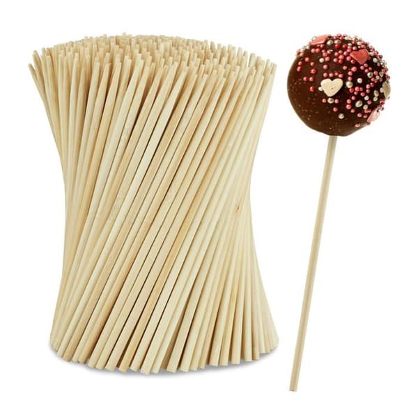 Relaxdays - 10045763 - Cake pops-pinnar, 250 stycken, 15 cm långa, bambustänger, pinnar, kakor, Natur