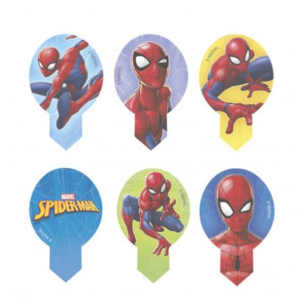 MASSOR MED 20 PICKOR / TOPPERS SPIDERMAN Födelsedagstårta DECOR CUPCAKES