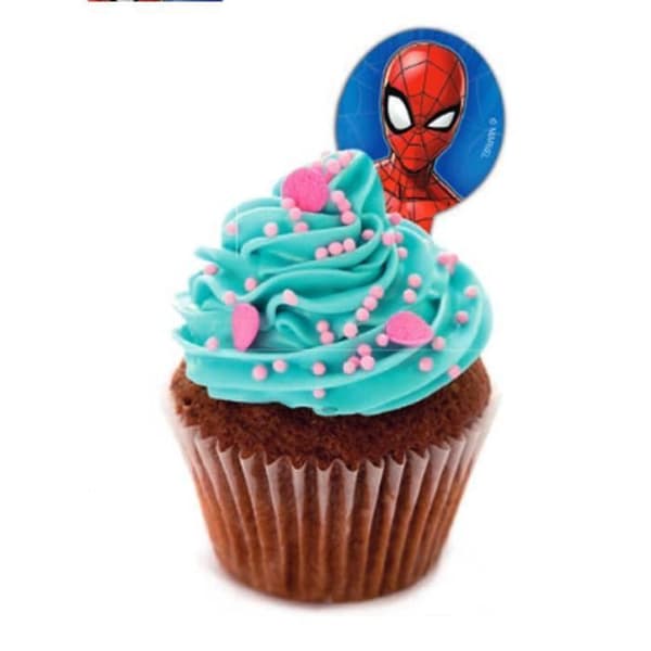 MASSOR MED 20 PICKOR / TOPPERS SPIDERMAN Födelsedagstårta DECOR CUPCAKES