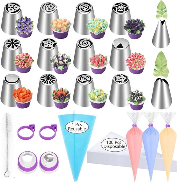 Lollanda 14-delars Spritspåse & Munstyckeset, Tyllset, spritstyllar- Cake tool