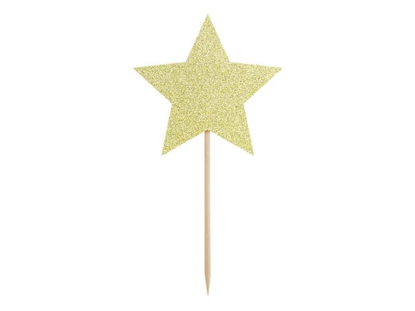 Cupcake-dekorationer - Stjärnor, guld, 11,5 cm (1 kartong / 50 förpackningar) (1 förpackning / 6 st.)