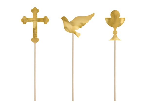 Tårtdekorationer Första heliga nattvarden, guld, 31,5 cm (1 förpackning / 6 st.)