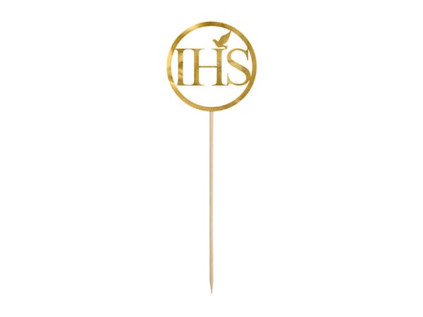 IHS Tårtdekoration, Guld, 22 cm