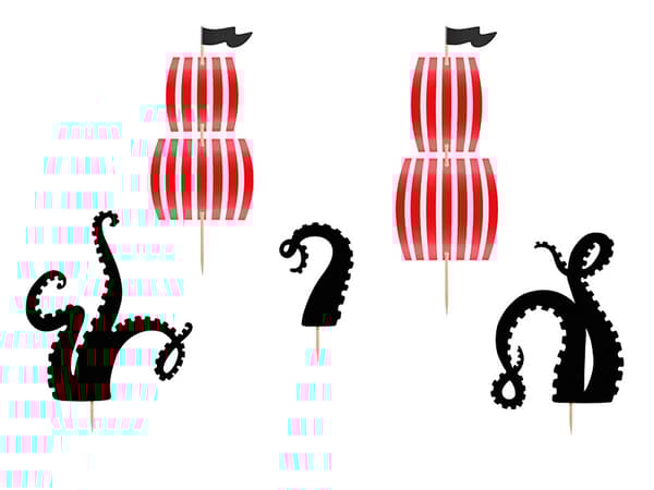 Piratdekorationer, blandade, 13,5-21 cm (1 kartong / 50 förpackningar) (1 förpackning / 5 st.)