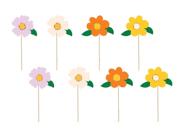 Kagetopper Blomster, blandet, 13 cm (1 pakke / 8 stk.)