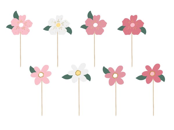 Kagetopper Blomster, blandet, 13-14,5 cm (1 pakke / 8 stk.)