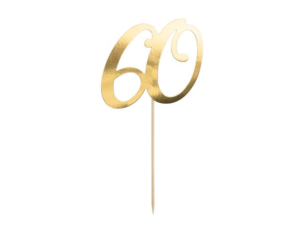 Tårtdekoration ''60'', guld, 21 cm