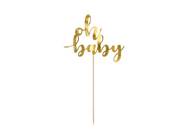 Oh baby tårtdekoration, guld, 25 cm