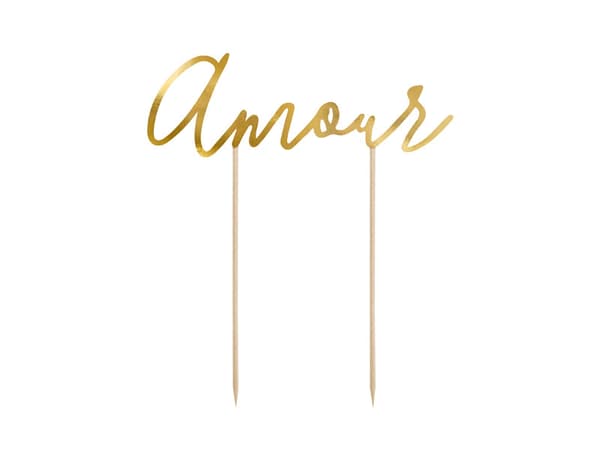 Amour tårtdekoration, guld, 22,5 cm