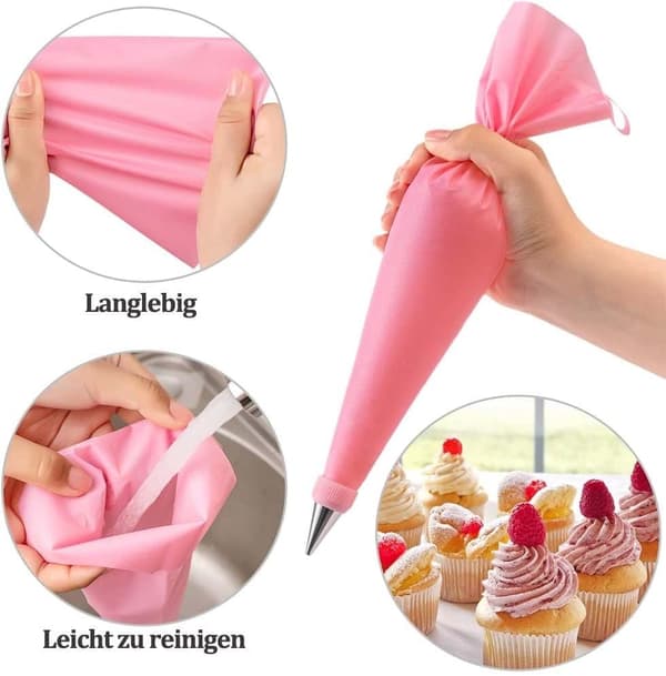 Moorle Spritspåse Set 40 delar – Inkluderar spritspåsar och tyllar för tårtor och kakdekoration, komplett bakningsset