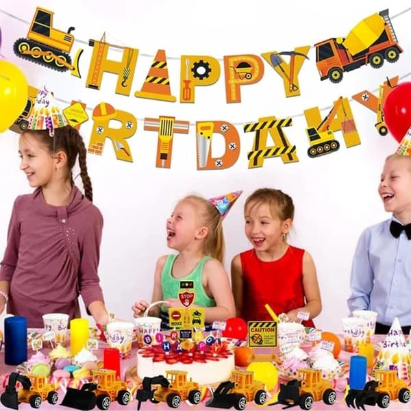 OBOSOE Construction Cake Topper Ajoneuvon kakkukoristelusarja Kuorma-auton kaivinkone Tower Crane Decor Syntymäpäiväjuhlatarvikkeet lapsille Pojille