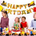 Miniatyrbild 7 av 9: OBOSOE Konstruktion Cake Topper Fordon Cake Dekoration Set Lastbil Grävmaskin Torn Kran Dekor Födelsedagsfest Tillbehör för Barn Pojkar