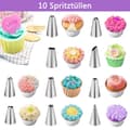 Miniatyrbild 2 av 7: Lollanda 40-delars tårtdekoreringsset – inklusive rostfria spritsmunstycken och silikon spritspåsar