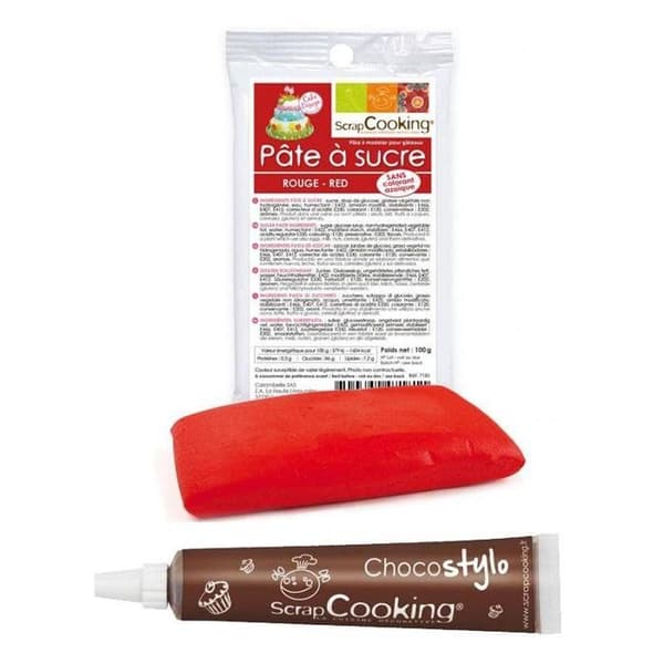 Stylo choklad + Röd sockerpasta 100 g