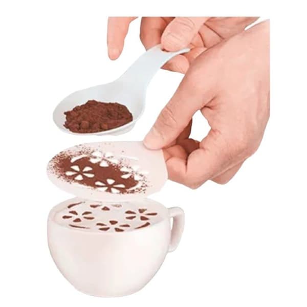 Dekorationsverktyg Woo lando Set med 16 mallar för cappuccino och tårtor för barn och vuxna