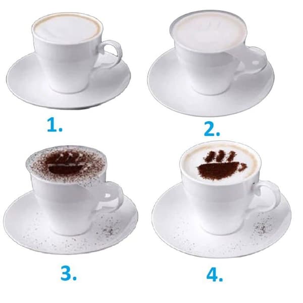 Dekorationsverktyg Woo lando Set med 16 mallar för cappuccino och tårtor för barn och vuxna