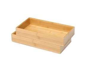 Serveringsbakke 15x30 cm Bambus,4 stk/krt
