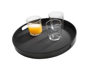 Tjenerbakke Ø35.5x4.5 cm med Kant Anti-slip Melamin Sort