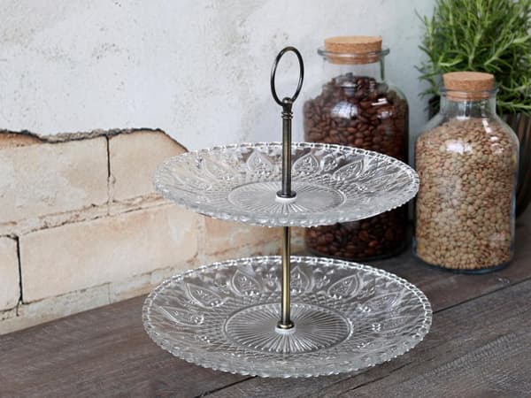 Kakfat 2-våningar Glas Chic Antique