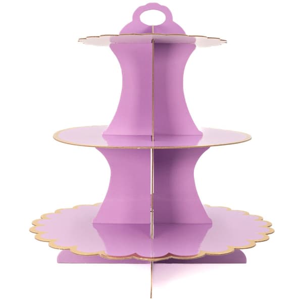 Etagere av kartong med 3 nivåer 30 / 24,5 / 18,5 x 33 cm - kakställ i kartong, muffinsställ cupcakeställ att montera själv