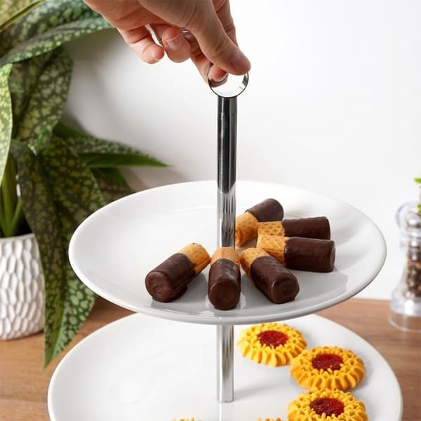 2-stegs tårtställ i porslin för tårtor, frukt och desserter