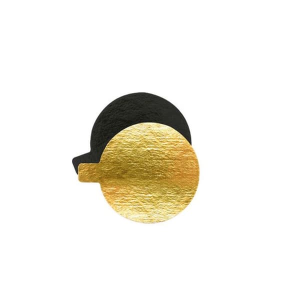 10 individuella runda tårtfat - guld och svart Ø8cm