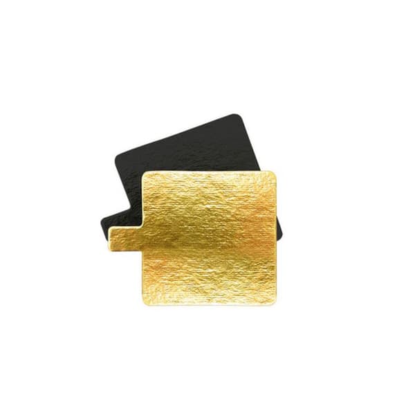 10 stycken individuella tårtställningar fyrkantiga - guld och svart Ø 8 cm