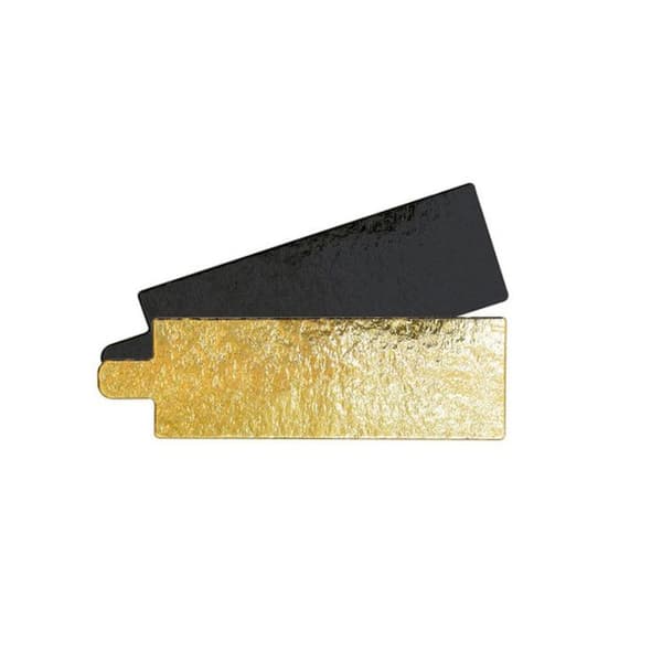 10 individuella tårtfat rektangel guld och svart - 4,5 x 13 cm